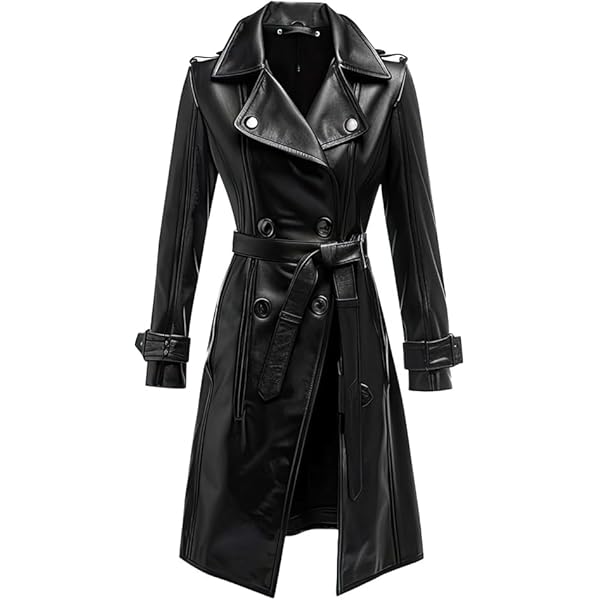 Classic Long Trench Coat - Genuine Leather Full Length Outerwear
